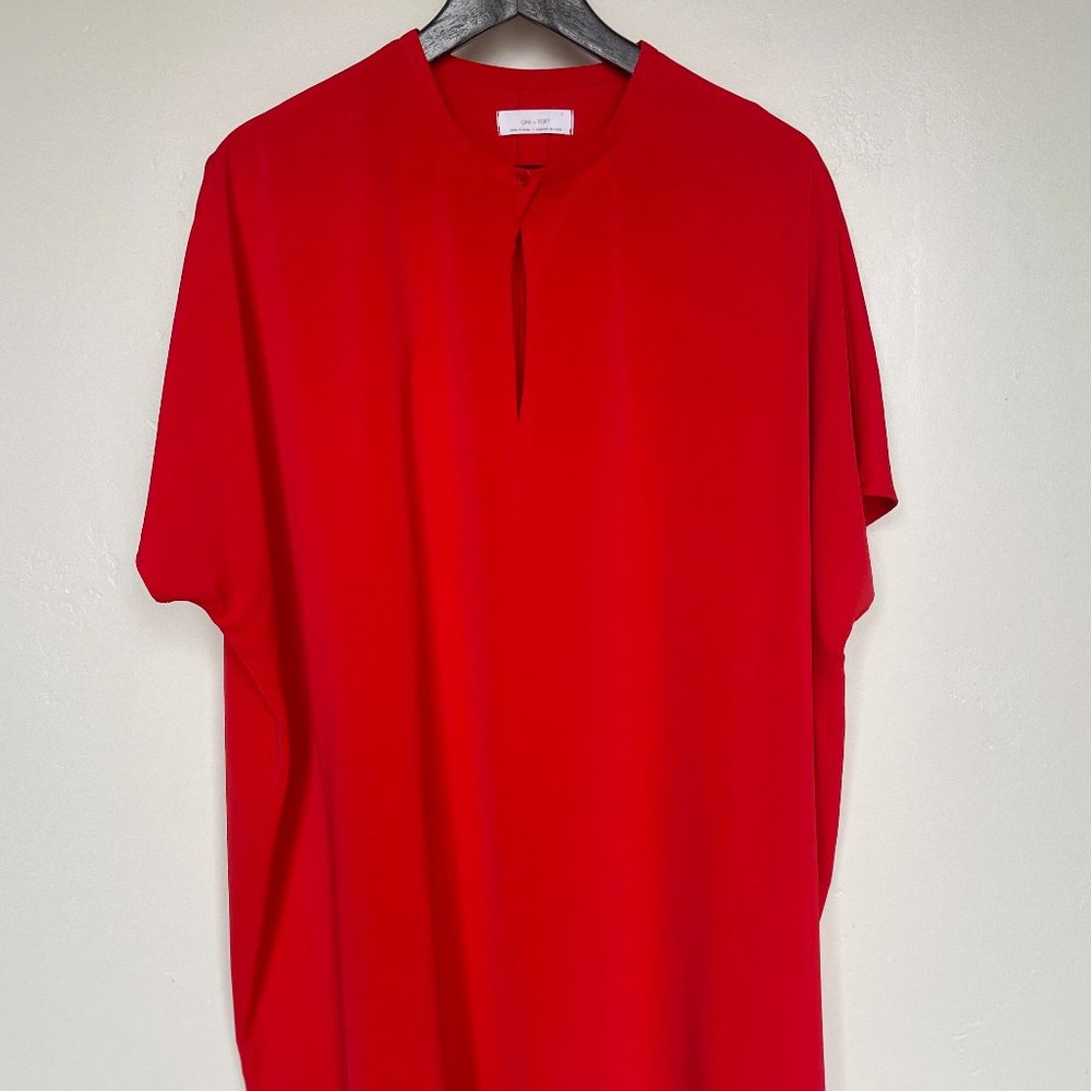 OAK + FORT Bold Red Tunic/Mini Dress, Size Large